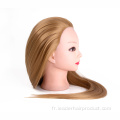 Tête de mannequin de formation de cheveux synthétiques de coiffure de salon